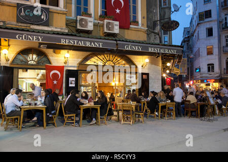 Outdoor restaurants, Beyoglu area, Istanbul, Turkey Stock Photo