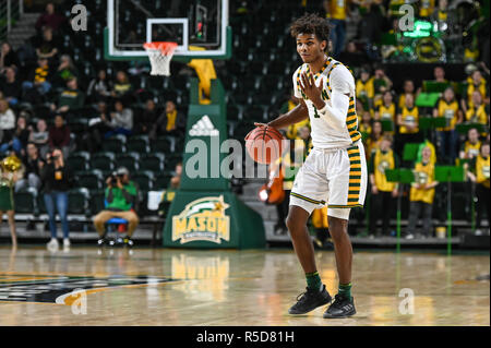 Fairfax, Virginia, USA. 28th Nov, 2018. JUSTIN KIER (1) motions to a teammate during the game held at Eaglebank Arena in Fairfax, Virginia. Credit: Amy Sanderson/ZUMA Wire/Alamy Live News Stock Photo