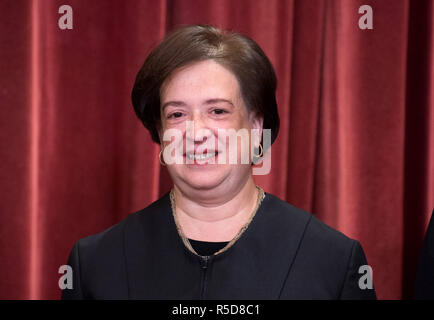 Washington, District of Columbia, USA. 30th Nov, 2018. Associate Justice of the Supreme Court Elena Kagan poses during the official Supreme Court group portrait at the Supreme Court on November 30, 2018 in Washington, DC Credit: Kevin Dietsch/Pool via CNP Credit: Kevin Dietsch/CNP/ZUMA Wire/Alamy Live News Stock Photo