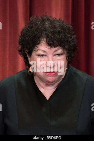 Washington, United States Of America. 30th Nov, 2018. Associate Justice of the Supreme Court Sonia Sotomayor poses during the official Supreme Court group portrait at the Supreme Court on November 30, 2018 in Washington, DC Credit: Kevin Dietsch/Pool via CNP | usage worldwide Credit: dpa/Alamy Live News Stock Photo