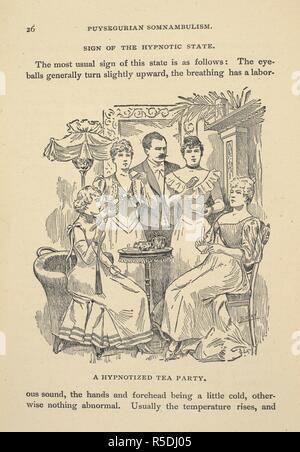 A hypnotised tea party. Hypnotism. Its facts, theories and related phenomena ... Fourth revised edition. Chicago : C. Sextus, 1896. Source: 7410.dh.20 page 26. Author: Sextus, Carl. Stock Photo