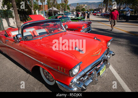 SAN BERNARDINO, Calif (Oct 7, 2017) A 1957 Chevy Belair Convertible at 5th annual Rendezvous Back to Route 66 Car Show. Stock Photo