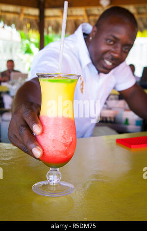 'Frozen Bob Marley' Cocktail, Doctor's Cave Beach, Montego Bay, St. James Parish, Jamaica Stock Photo