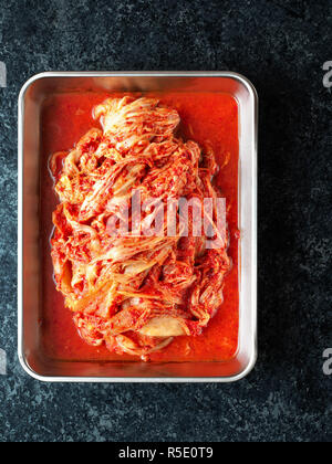 rustic korean fermented cabbage kimchi Stock Photo