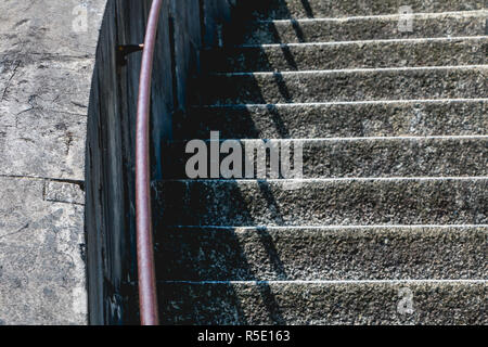 Detail of an old stone staircase used Stock Photo