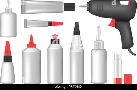 Glue icon set. Realistic set of glue vector icons for web design isolated on white background Stock Vector