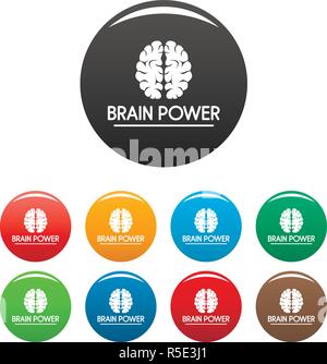 Human brain power icons set 9 color vector isolated on white for any design Stock Vector