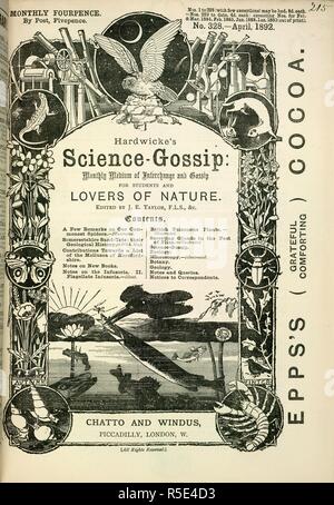 Illustrated contents page of issue 328, April 1892. Hardwicke's science-gossip :an illustrated medium of interchange and gossip for students and lovers of nature. London : Robert Hardwicke, 1866-. Source: P.P.1979 no.328, XXV. Language: English. Stock Photo
