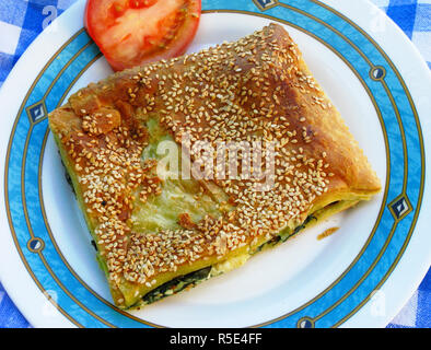 Greek Cuisine. Spanokopita. Spinach and Cheese Pie Stock Photo