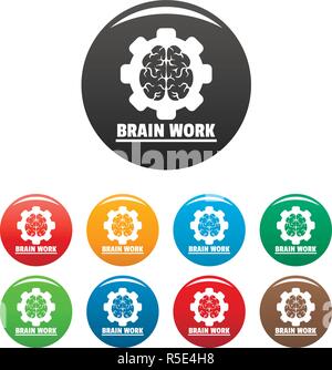 Logic brain work icons set 9 color vector isolated on white for any design Stock Vector