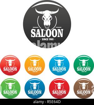 Skull saloon icons set 9 color vector isolated on white for any design Stock Vector