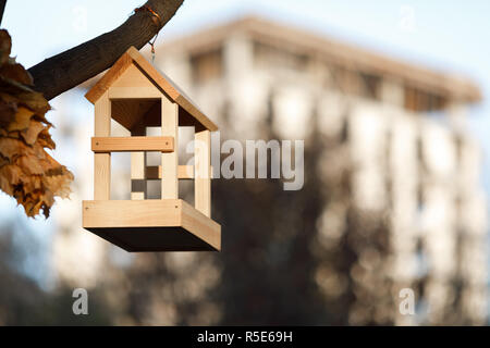 new wooden nesting box in the park Stock Photo