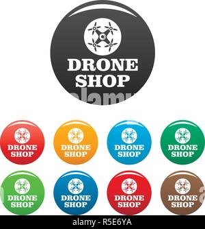 Drone market icons set 9 color vector isolated on white for any design Stock Vector