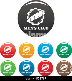 Men club icons set 9 color vector isolated on white for any design Stock Vector