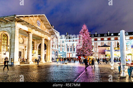 Christmas Tree In The Piazza Covent Garden London UK Stock Photo