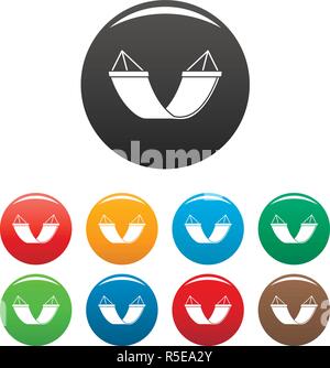 Rest hammock icons set 9 color vector isolated on white for any design Stock Vector