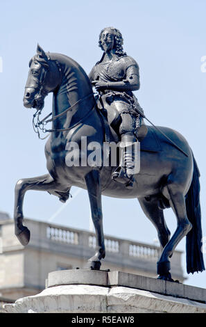 Equestrian statue of King Charles 1st in Trafalgar Square, London,UK. created by French sculptor Hubert Le Sueur in1633.
