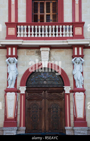 Puerto Rico, South Coast, Ponce, Plaza Las Delicias, Casa Armstrong-Poventud house, built 1900, detail Stock Photo