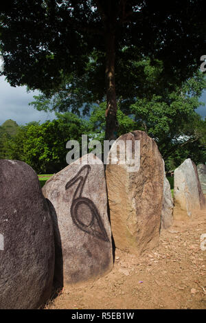 Puerto Rico, North Coast, Karst Country, Utuado, Parque Ceremonial Indigena de Caguana, monoliths at ancient Taino people's ceremonial site Stock Photo