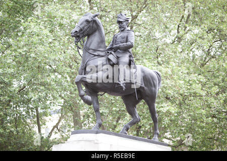 Equestrian statue of King Edward 7th in Waterloo Place, Westminster,London,UK Stock Photo