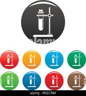 Test tube stand icons set 9 color vector isolated on white for any design Stock Vector