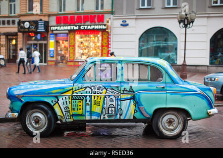 Russia, Moscow, Arbat-area, old Moskvich art car Stock Photo