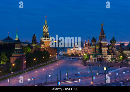 Russia, Moscow, Red Square of Kremlin and St. Basils Cathedral Stock Photo