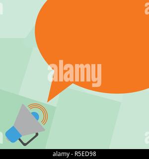 Design business concept Empty copy space modern abstract background. Megaphone with Sound Volume Icon and Blank Color Speech Bubble Vector Stock Vector