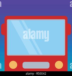 Design business concept Empty copy space modern abstract background. Drawn Flat Front View of Bus with Blank Color Window Shield Reflecting Stock Vector