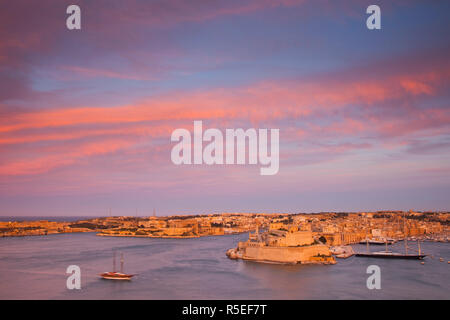 Malta, Valletta, Vittoriosa, Birgu, Fort St. Angelo and waterfront Stock Photo