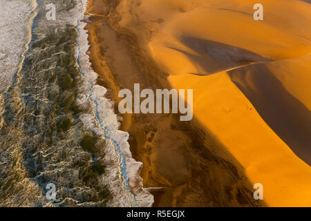 Aerial view of Skelton Coast, Namib Naukluft Nat Park, Namib Desert, Namibia Stock Photo