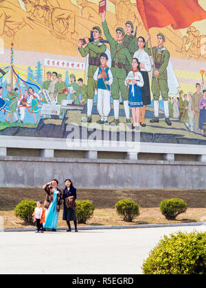 Democratic Peoples's Republic of Korea (DPRK), North Korea, Pyongyang, Pyongyang Film Studios, Wall murals Stock Photo