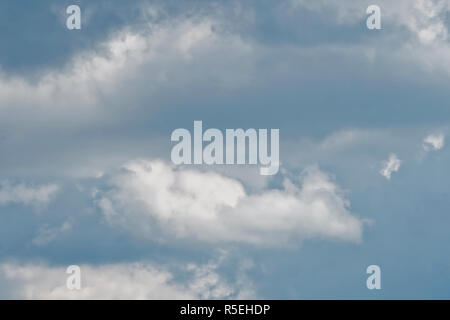 Sky clouds, beautiful clouds movement on the sky, white fluffy clouds in the blue sky Stock Photo