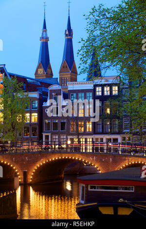 Twin Spires of Posthoornkerk, Amsterdam, Netherlands Stock Photo