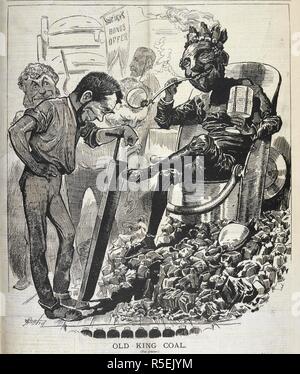 'Old King Coal'. Funny folks. : A weekly budget of funny pictures, notes, jokes and stories. London, 1889. Source: Funny folks. 28 December 1889 page 416. Stock Photo