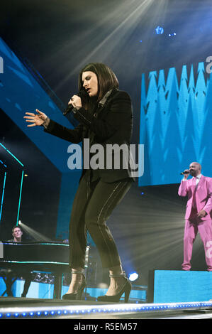 Laura Pausini performs at the PalaLottomatica on her 'Fatti Sentire (Get In Touch)' world tour  Featuring: Laura Pausini Where: Rome, Italy When: 30 Oct 2018 Credit: IPA/WENN.com  **Only available for publication in UK, USA, Germany, Austria, Switzerland** Stock Photo