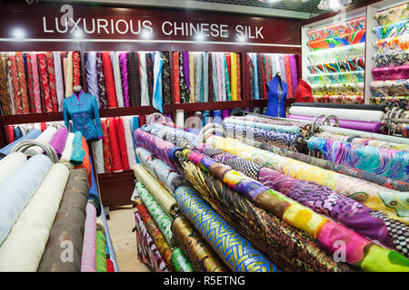 China, Beijing, The Silk Market, Material and Silk Shop Stock Photo