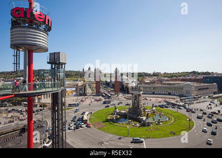 Spain, Barcelona, View of Placa Espanya from the Las Arenas Shopping Centre Stock Photo