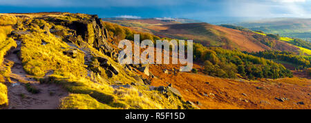 UK, England, Derbyshire, Peak District National Park, Stanage Edge Stock Photo