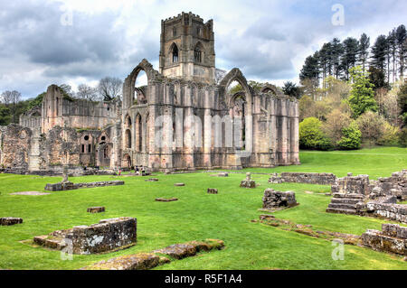 Ruins of Fountains Abbey, Studley Royal Park, North Yorkshire, England, UK