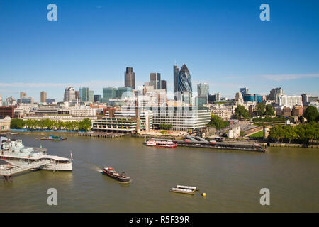 United Kingdom, England, London, Southwark, View over the Thames River towards the City of London from City Hall Stock Photo