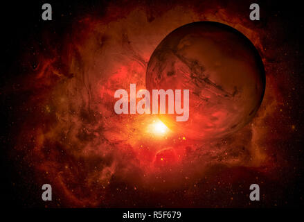 Solar System - Mars. It is the fourth planet from the Sun. Stock Photo