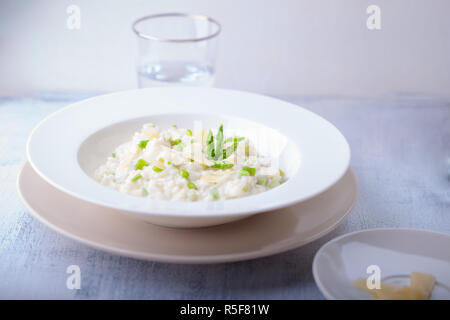 Risotto with Asparagus and cheese Stock Photo