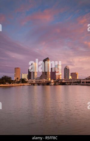 USA, Florida, Tampa, skyline from Hillsborough Bay Stock Photo
