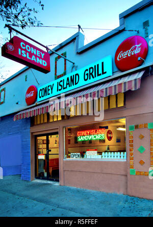 USA, Florida, Saint Petersburg, Coney Island Grill, Opened In 1926, Old Time Diner, Specializes In Hot Dogs Stock Photo