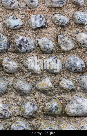 close up of a section of an unknapped flint stone wall in West Sussex Stock Photo