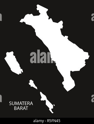 Sumatera Barat Indonesia map black inverted silhouette illustration shape Stock Photo