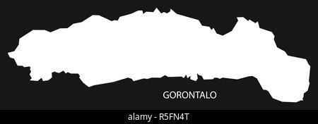 Gorontalo Indonesia map black inverted silhouette illustration shape Stock Photo