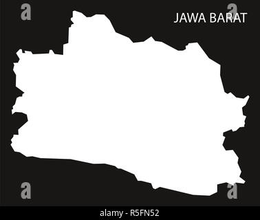 Jawa Barat Indonesia map black inverted silhouette illustration shape Stock Photo