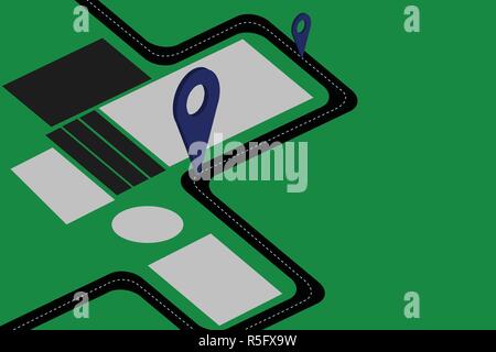 Design business Empty copy space text for Ad website promotion isolated Banner template. Road Map Navigation Marker 3D Locator Pin for Direction Route Stock Vector